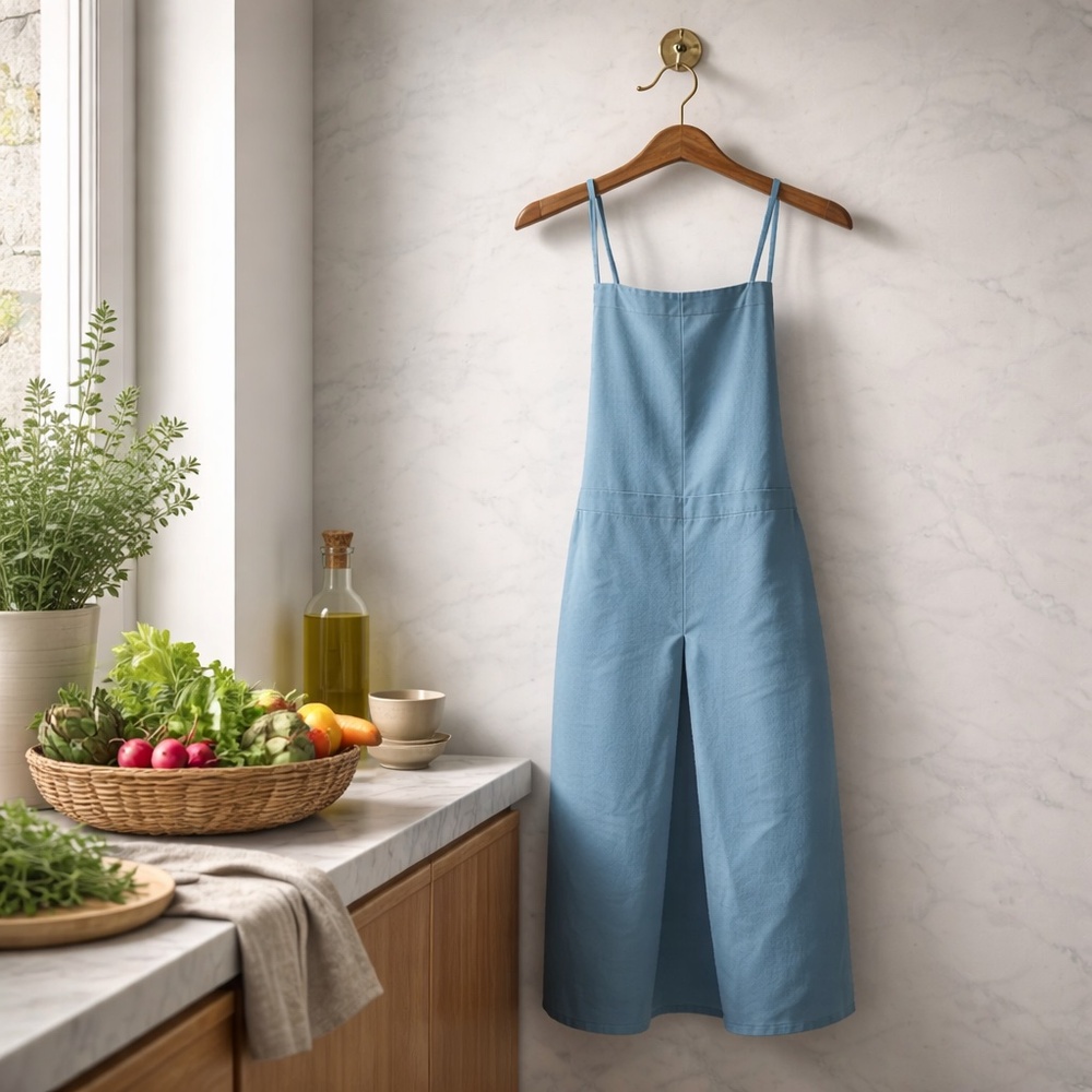 Light blue and black overalls